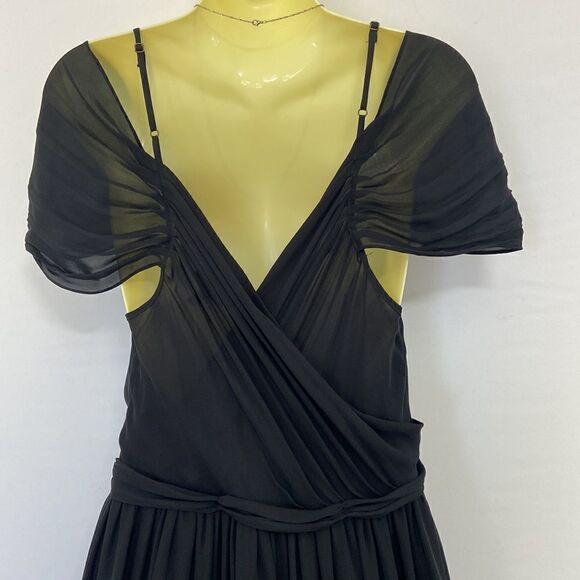 Joie Dress Silk Chiffon Two Tone Black Green Cold Shoulder Sz M Excellent - Picture 7 of 9